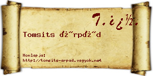 Tomsits Árpád névjegykártya