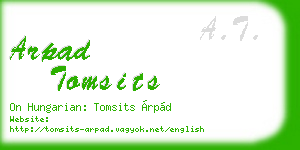arpad tomsits business card